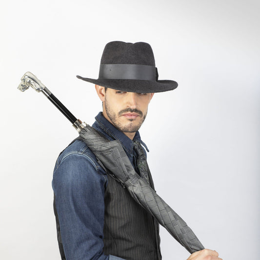 Sombrero fedora ala intermedia Gris