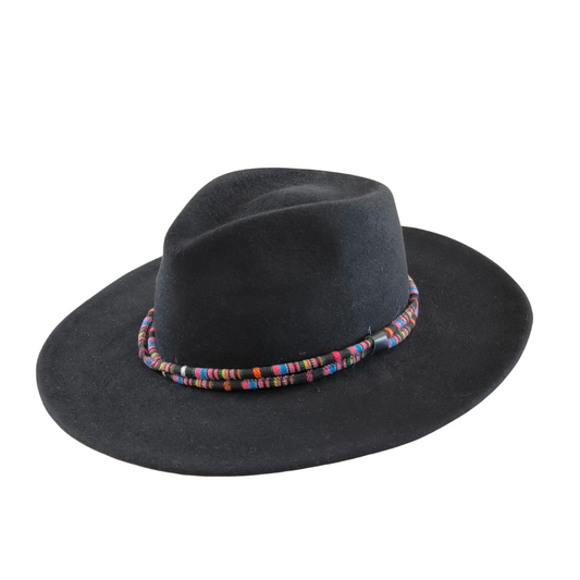Fedora negro cinta étnica