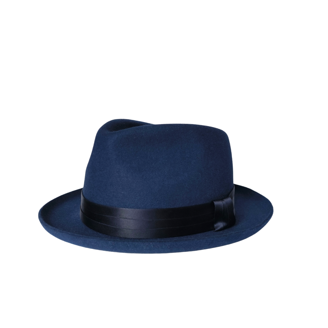 Fedora ala corta Jazz cinta Satín