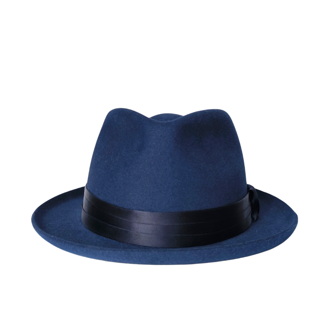 Fedora ala corta Jazz cinta Satín