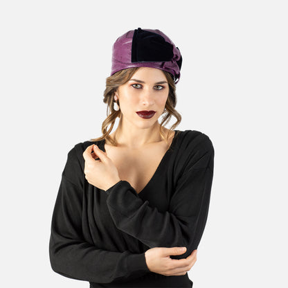 Turbante en piel y terciopelo Midnight