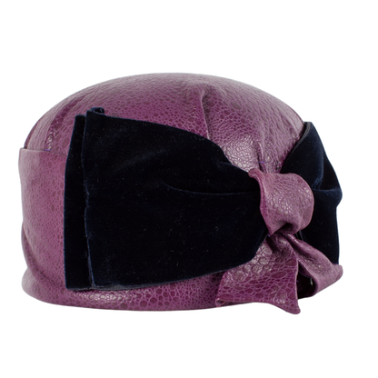 Turbante en piel y terciopelo Midnight