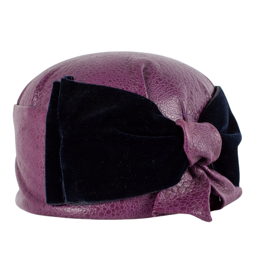 Turbante en piel y terciopelo Midnight
