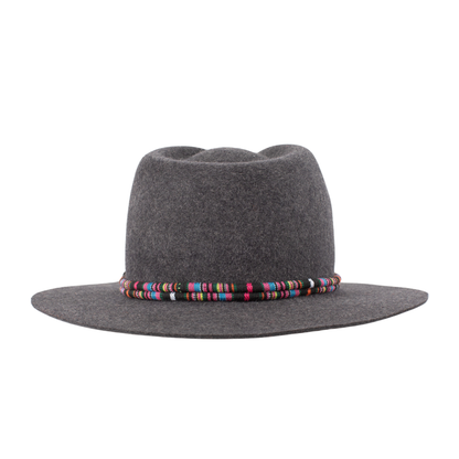 Sombrero fedora gris cinta étnica para mujer
