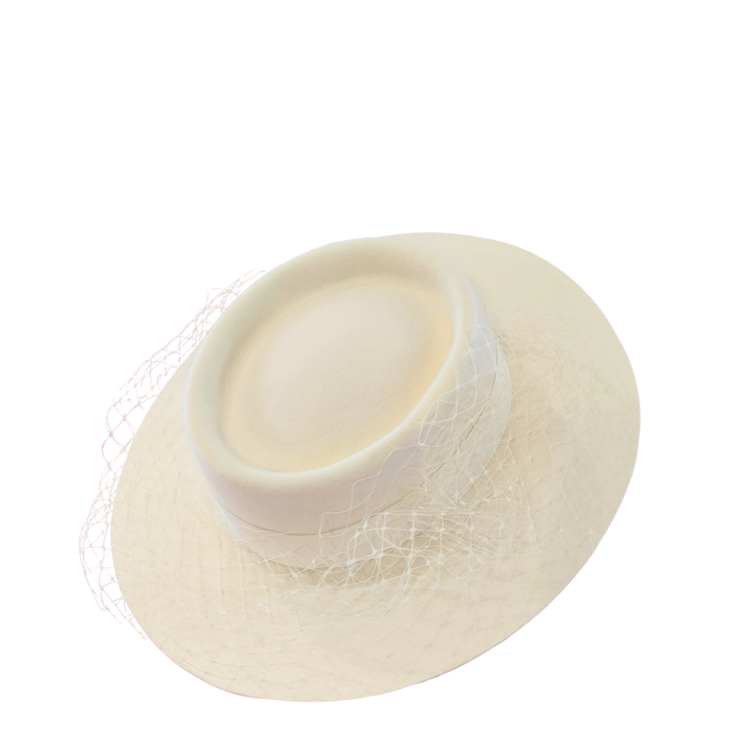 Sombrero pork pie novia con velo