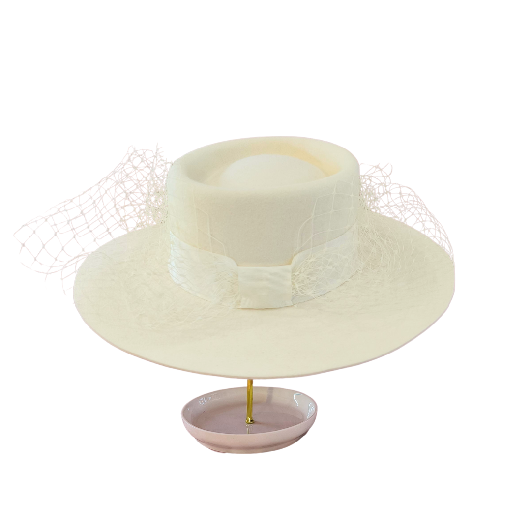 Sombrero pork pie novia con velo