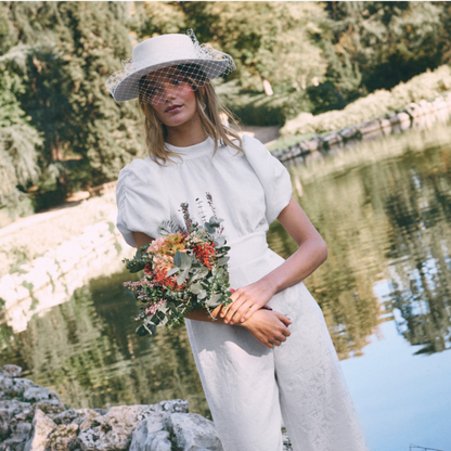 Sombrero pork pie novia con velo