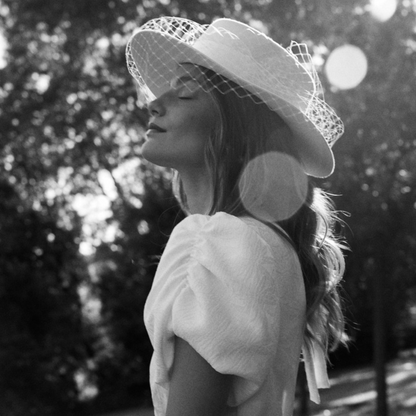 Sombrero pork pie novia con velo