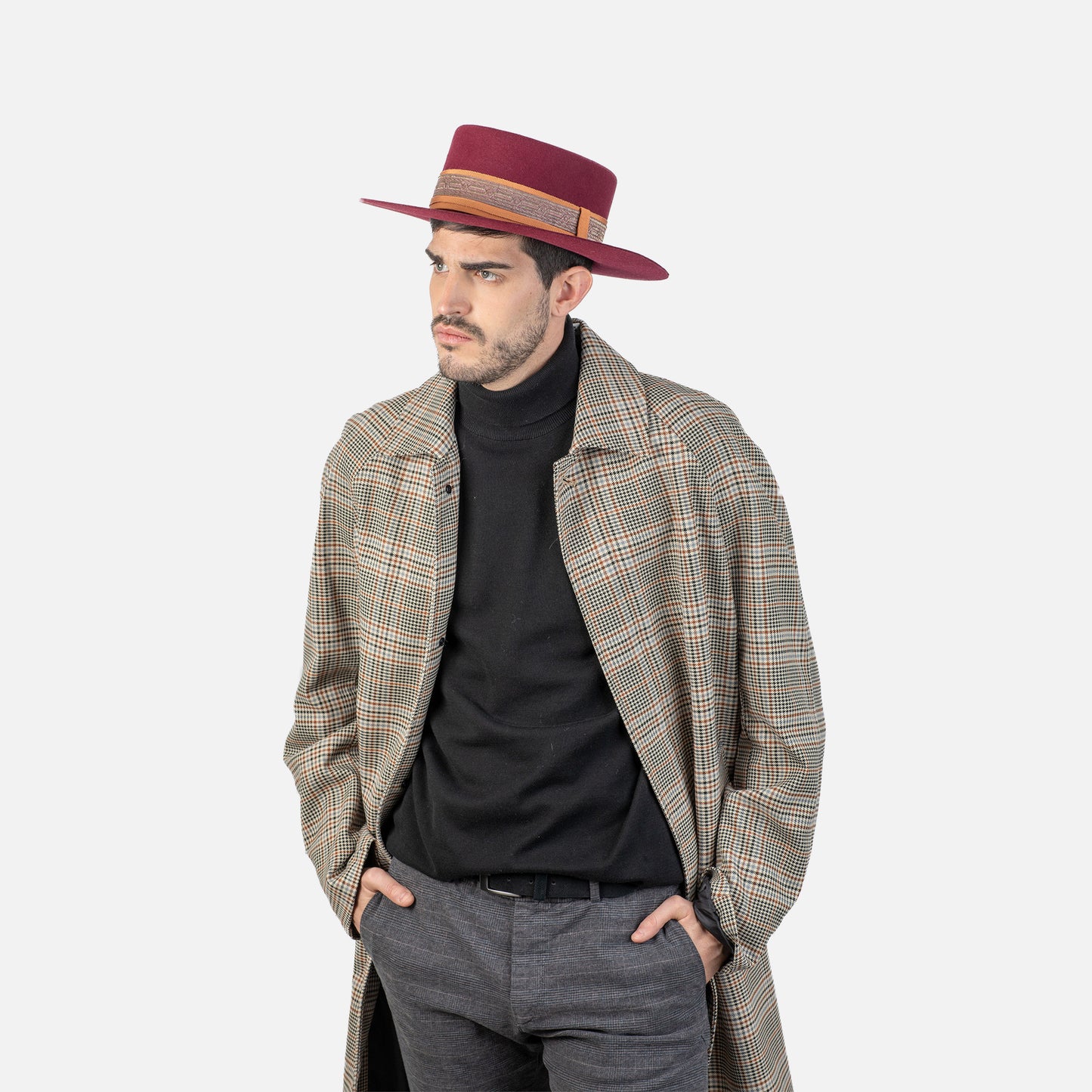 Sombrero ala plana grabado