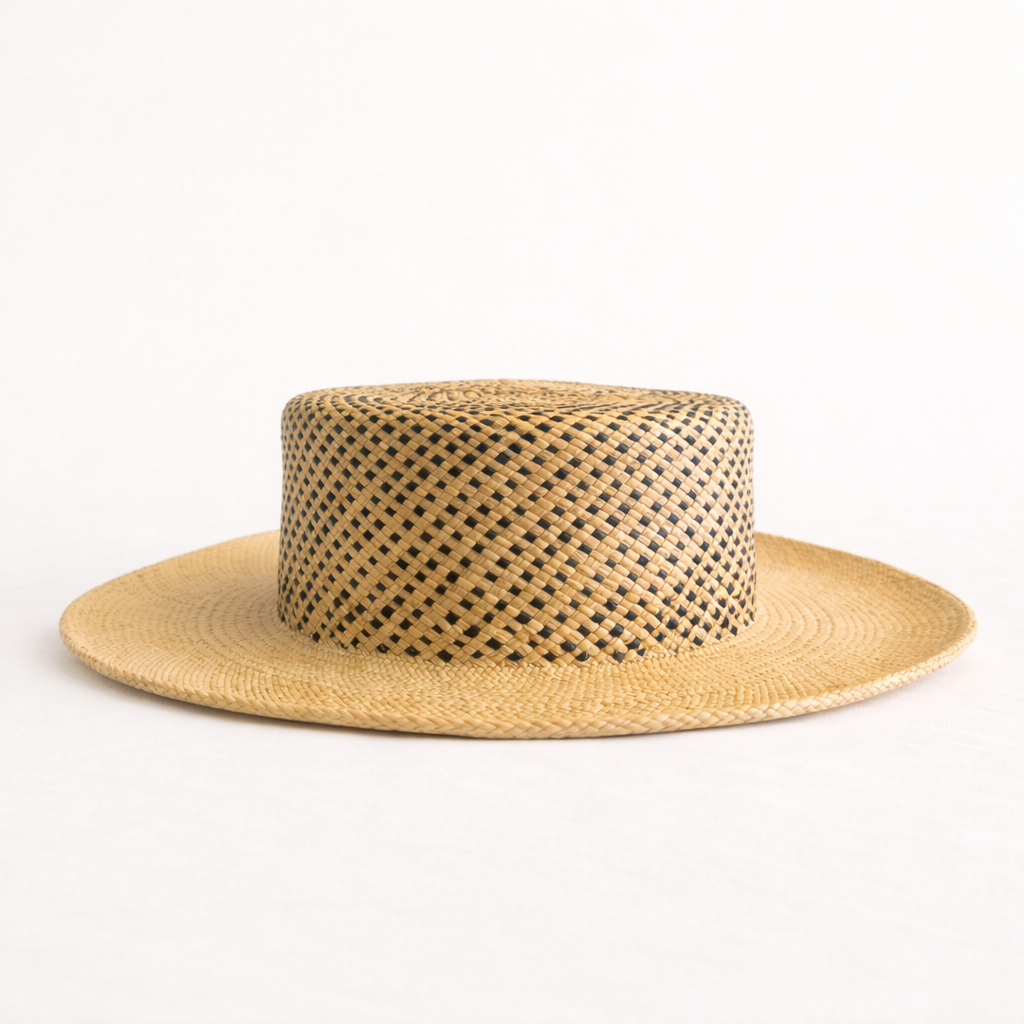 Panamá trenzado bicolor copa plana