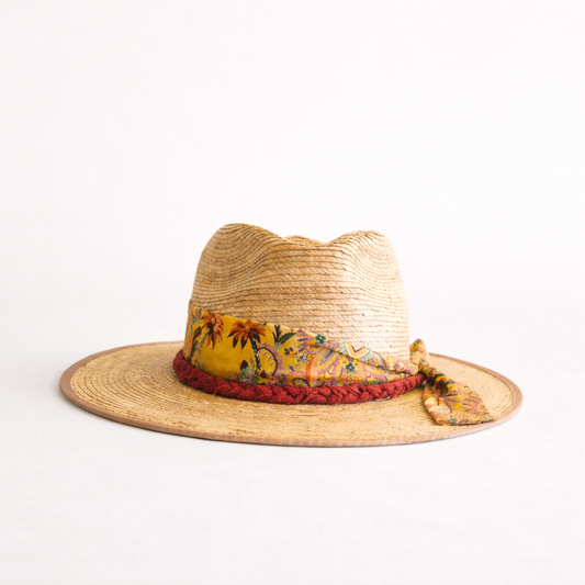 Sombrero de palma sahuayo y cinta estampada