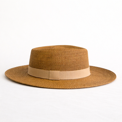 Fedora de ala ancha en rafia natural