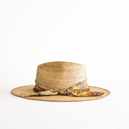 Sombrero de palma sahuayo y cinta estampada