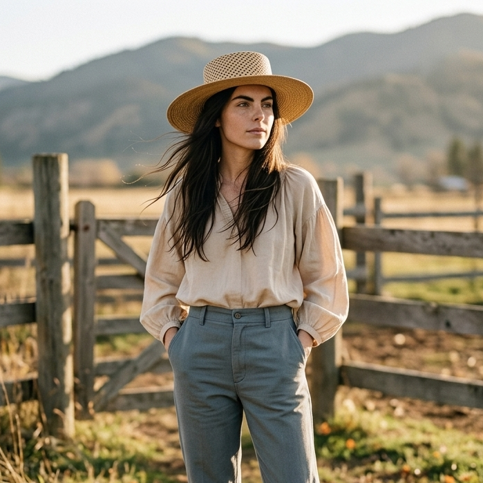 Panamá trenzado bicolor copa plana
